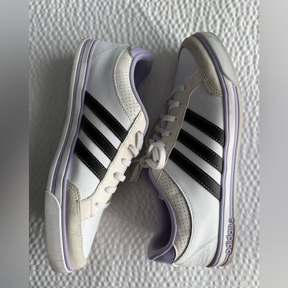 Adidas Neo Label Ortholite Comfort Foam White Purple Shoes Women's Size 8.5 - Picture 2 of 11